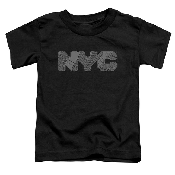 NYC Toddler T-Shirt Grey Text Map Fill Black Tee - Yoga Clothing for You