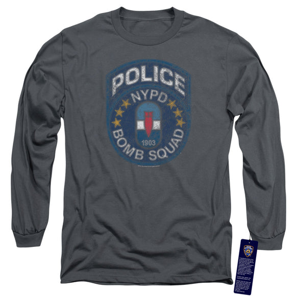 NYPD Long Sleeve T-Shirt Police Bomb Squad Charcoal Tee - Yoga Clothing for You