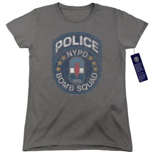 NYPD Womens T-Shirt Police Bomb Squad Charcoal Tee - Yoga Clothing for You
