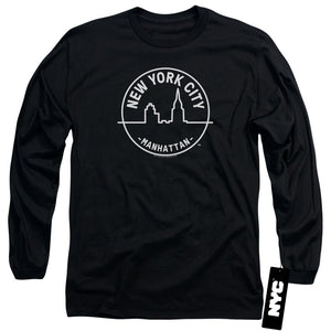 NYC Long Sleeve T-Shirt New York City Manhattan Black Tee - Yoga Clothing for You