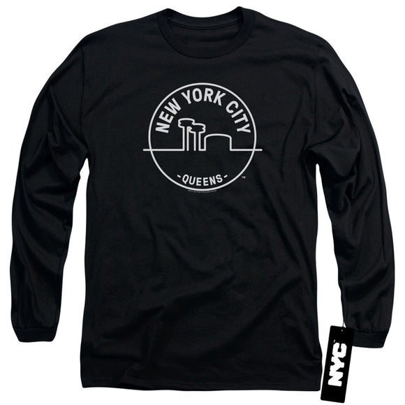 NYC Long Sleeve T-Shirt New York City Queens Black Tee - Yoga Clothing for You