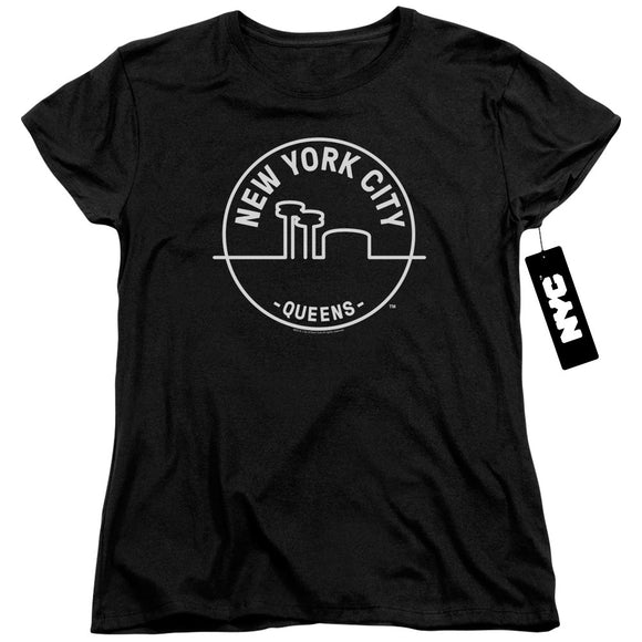 NYC Womens T-Shirt New York City Queens Black Tee - Yoga Clothing for You