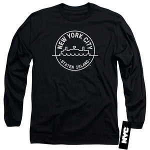 NYC Long Sleeve T-Shirt New York City Staten Island Black Tee - Yoga Clothing for You