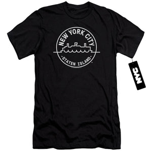 NYC Slim Fit T-Shirt New York City Staten Island Black Tee - Yoga Clothing for You