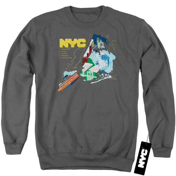 NYC Sweatshirt Five Boroughs Charcoal Pullover - Yoga Clothing for You