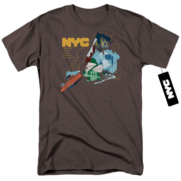 NYC Mens T-Shirt Five Boroughs Charcoal Tee - Yoga Clothing for You