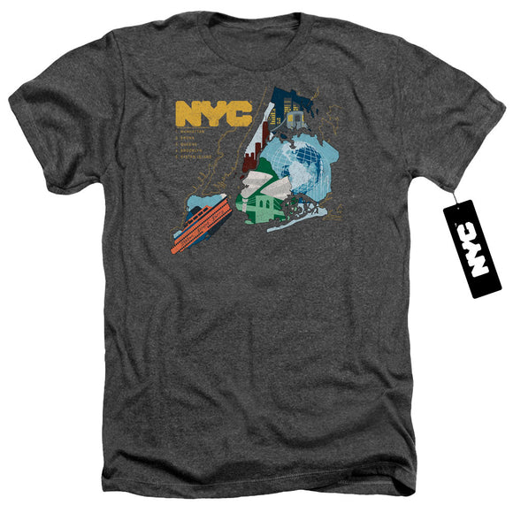 NYC Charcoal T-Shirt Five Boroughs Charcoal Tee - Yoga Clothing for You