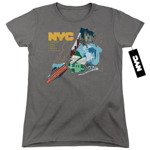 NYC Womens T-Shirt Five Boroughs Charcoal Tee - Yoga Clothing for You