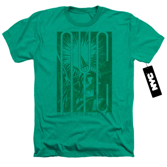 NYC Charcoal T-Shirt Statue Of Liberty Kelly Green Tee - Yoga Clothing for You