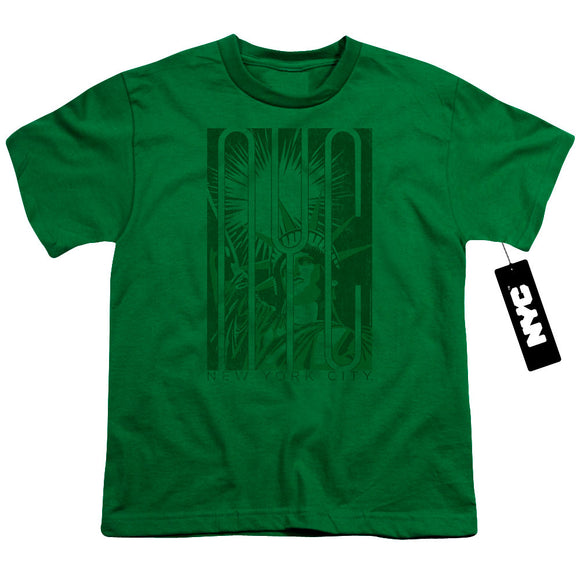 NYC Kids T-Shirt Statue Of Liberty Kelly Green Tee - Yoga Clothing for You
