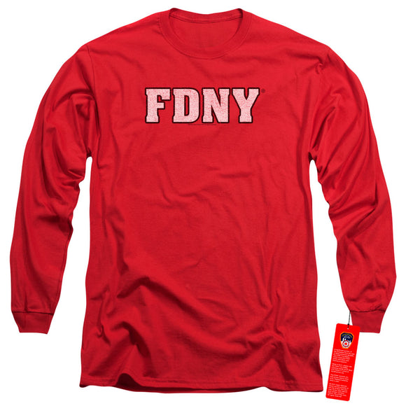 FDNY Long Sleeve T-Shirt New York Fire Dept Logo Red Tee - Yoga Clothing for You