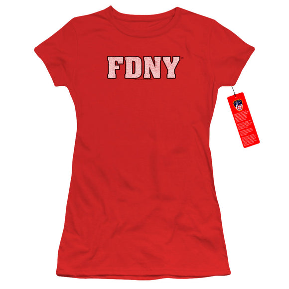 FDNY Juniors T-Shirt New York Fire Dept Logo Red Tee - Yoga Clothing for You