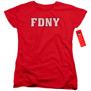 FDNY Womens T-Shirt New York Fire Dept Logo Red Tee - Yoga Clothing for You