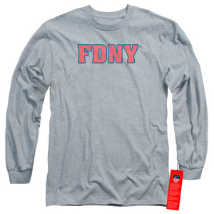FDNY Long Sleeve T-Shirt New York Fire Dept Logo Heather Tee - Yoga Clothing for You