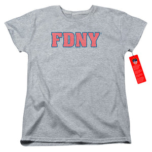 FDNY Womens T-Shirt New York Fire Dept Logo Heather Tee - Yoga Clothing for You