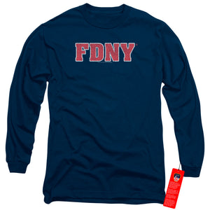 FDNY Long Sleeve T-Shirt New York Fire Dept Logo Navy Blue Tee - Yoga Clothing for You