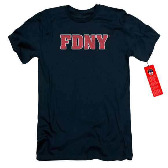 FDNY Slim Fit T-Shirt New York Fire Dept Logo Navy Blue Tee - Yoga Clothing for You