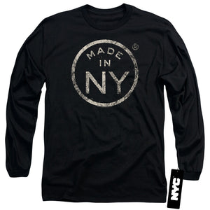 NYC Long Sleeve T-Shirt Distressed Made In NY Black Tee - Yoga Clothing for You