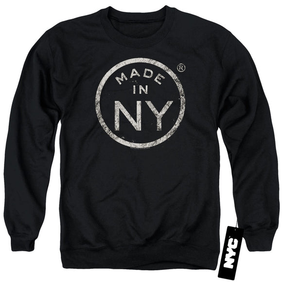 NYC Sweatshirt Distressed Made In NY Black Pullover - Yoga Clothing for You