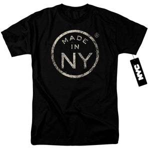 NYC Mens T-Shirt Distressed Made In NY Black Tee - Yoga Clothing for You