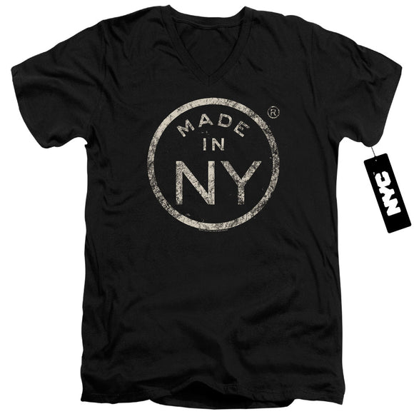 NYC Slim Fit V-Neck T-Shirt Distressed Made In NY Black Tee - Yoga Clothing for You