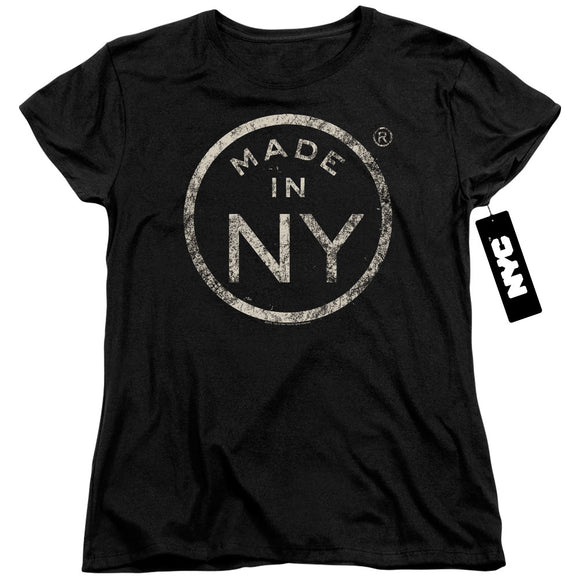 NYC Womens T-Shirt Distressed Made In NY Black Tee - Yoga Clothing for You