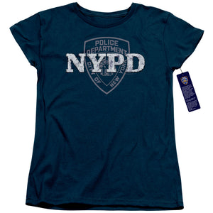 NYPD Womens T-Shirt New York Police Dept Logo Navy Blue Tee - Yoga Clothing for You