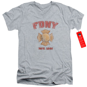 FDNY Slim Fit V-Neck T-Shirt New York City Fire Dept Vintage Heather Tee - Yoga Clothing for You