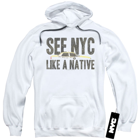 NYC Hoodie New York City Like A Native Taxi White Hoody - Yoga Clothing for You