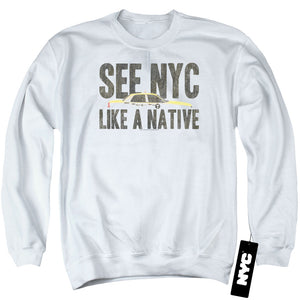 NYC Sweatshirt New York City Like A Native Taxi White Pullover - Yoga Clothing for You