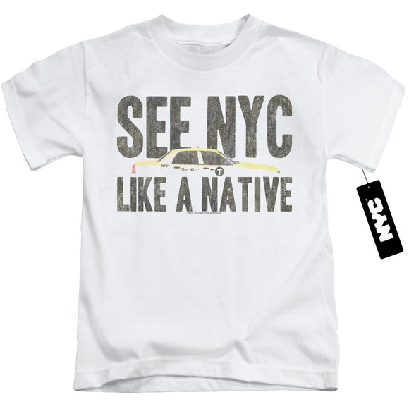 NYC Boys T-Shirt New York City Like A Native Taxi White Tee - Yoga Clothing for You