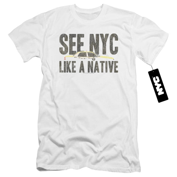 NYC Premium Canvas T-Shirt New York City Like A Native Taxi White Tee - Yoga Clothing for You