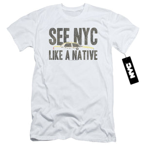 NYC Slim Fit T-Shirt New York City Like A Native Taxi White Tee - Yoga Clothing for You