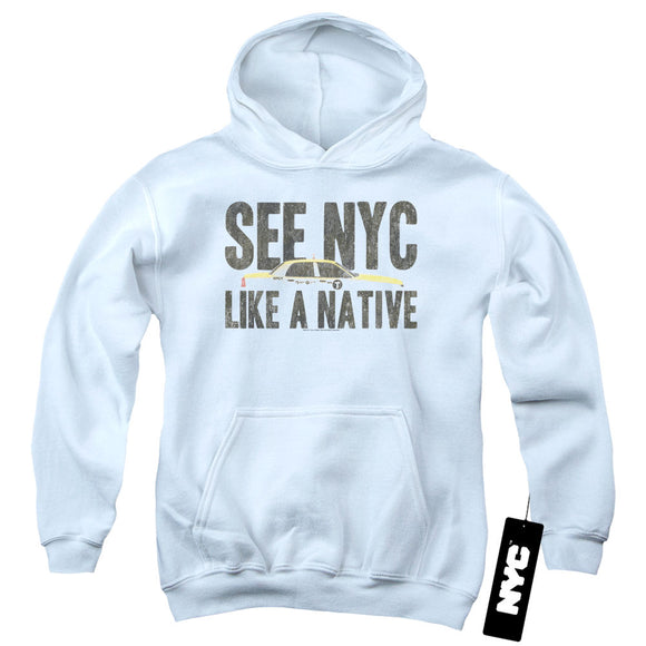 NYC Kids Hoodie New York City Like A Native Taxi White Hoody - Yoga Clothing for You