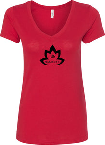Black Namaste Lotus Ideal V-neck Yoga Tee Shirt - Yoga Clothing for You