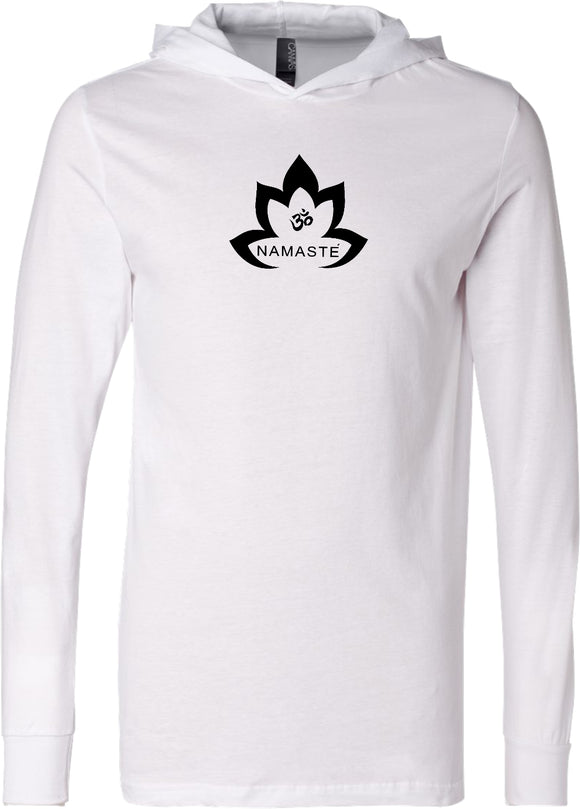 Black Namaste Lotus Lightweight Yoga Hoodie Tee Shirt - Yoga Clothing for You