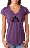 Black Namaste Lotus Triblend V-neck Yoga Tee Shirt - Yoga Clothing for You
