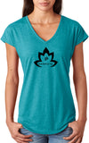 Black Namaste Lotus Triblend V-neck Yoga Tee Shirt - Yoga Clothing for You