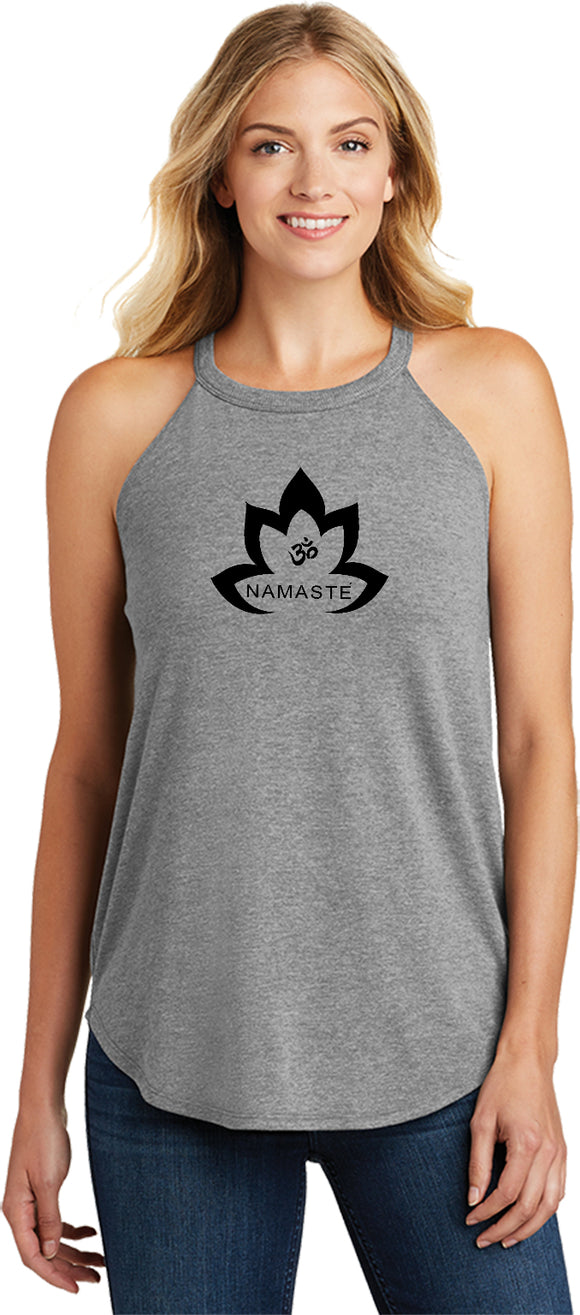 Black Namaste Lotus Triblend Yoga Rocker Tank Top - Yoga Clothing for You