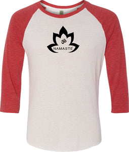 Black Namaste Lotus Eco Raglan 3/4 Sleeve Yoga Tee Shirt - Yoga Clothing for You