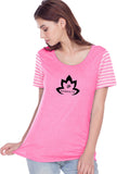 Black Namaste Lotus Striped Multi-Contrast Yoga Tee Shirt - Yoga Clothing for You