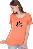 Black Namaste Lotus Striped Multi-Contrast Yoga Tee Shirt - Yoga Clothing for You