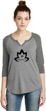 Black Namaste Lotus 3/4 Sleeve Vintage Yoga Tee Shirt - Yoga Clothing for You
