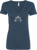 Grey Namaste Lotus Ideal V-neck Yoga Tee Shirt - Yoga Clothing for You