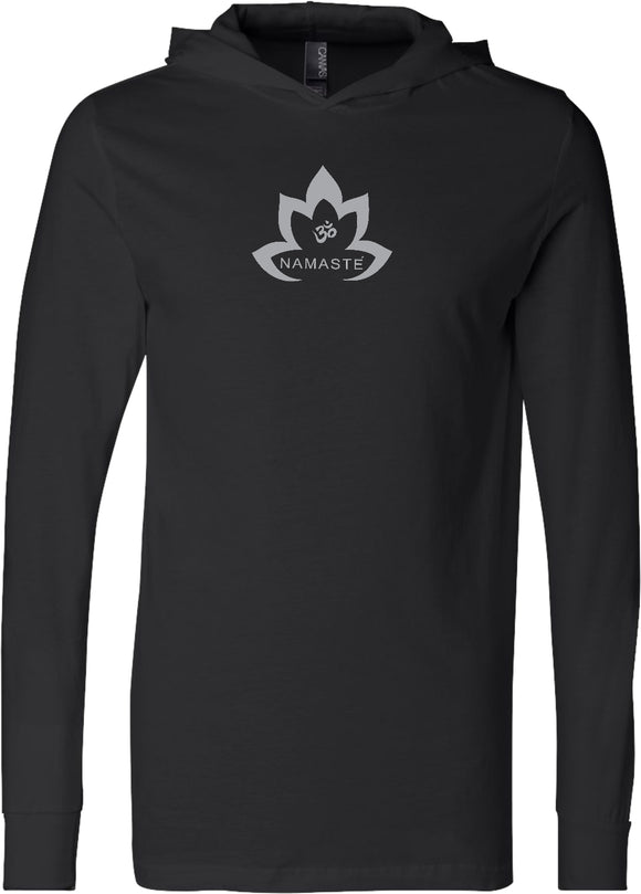 Grey Namaste Lotus Lightweight Yoga Hoodie Tee Shirt - Yoga Clothing for You