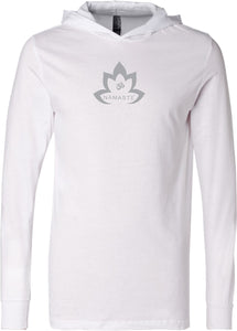 Grey Namaste Lotus Lightweight Yoga Hoodie Tee Shirt - Yoga Clothing for You