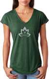 Grey Namaste Lotus Triblend V-neck Yoga Tee Shirt - Yoga Clothing for You