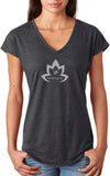 Grey Namaste Lotus Triblend V-neck Yoga Tee Shirt - Yoga Clothing for You