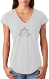 Grey Namaste Lotus Triblend V-neck Yoga Tee Shirt - Yoga Clothing for You