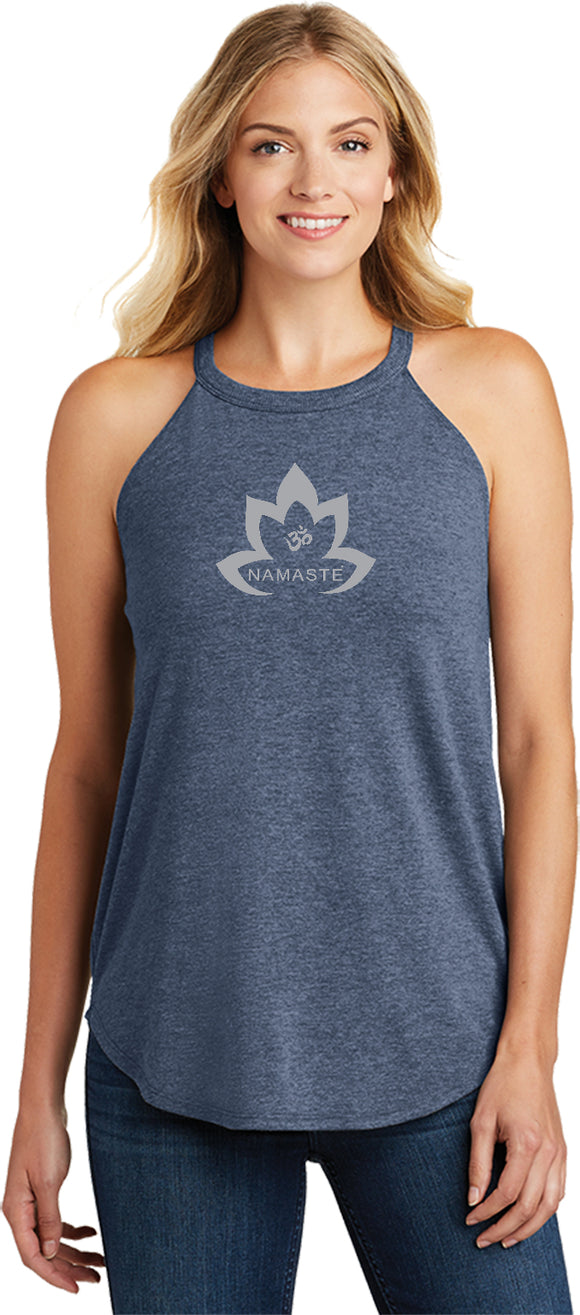 Grey Namaste Lotus Triblend Yoga Rocker Tank Top - Yoga Clothing for You